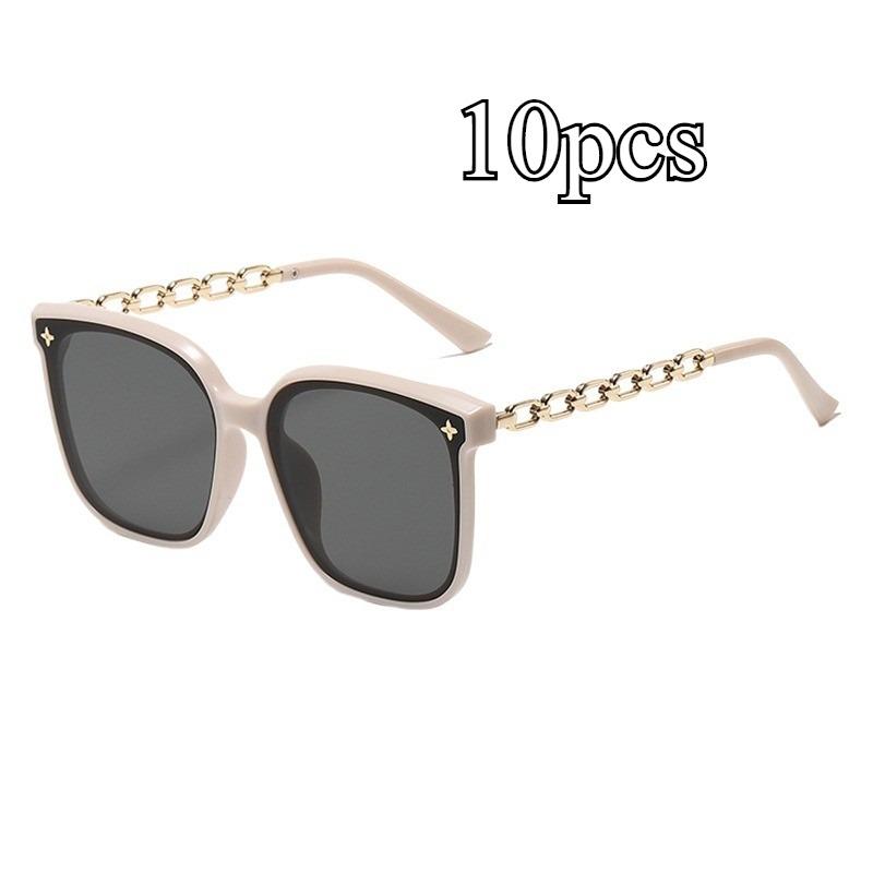 Cool Gold Chain Oversized Square Sunglasses for Women UV400 Anti Radiation Vacation Driving Eyewear