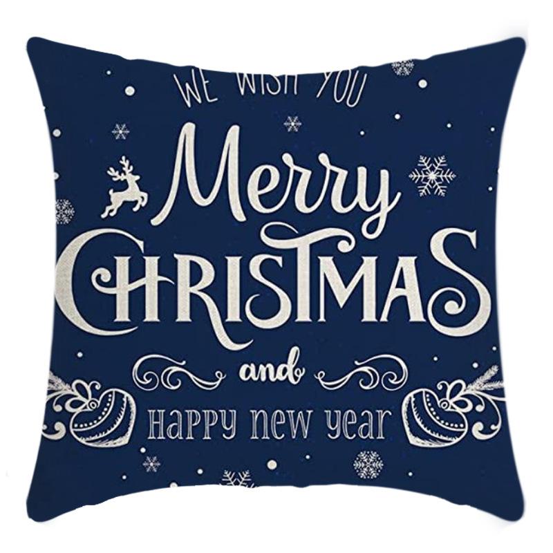 New Christmas Pillowcase Linen Digital Printed Short Plush Christmas Pillowcase Cushion Cover