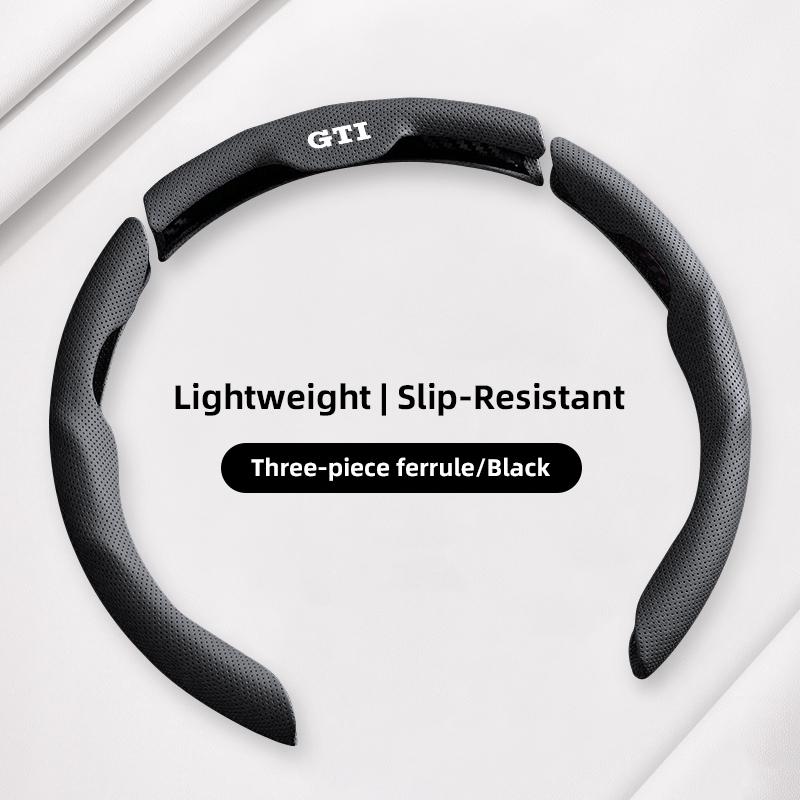 Car Steering Wheel Cover Breathable and Anti Slip Leather Handle Cover For VW Jetta Golf Passat Polo GTI Tiguan Arteon Hub Cap
