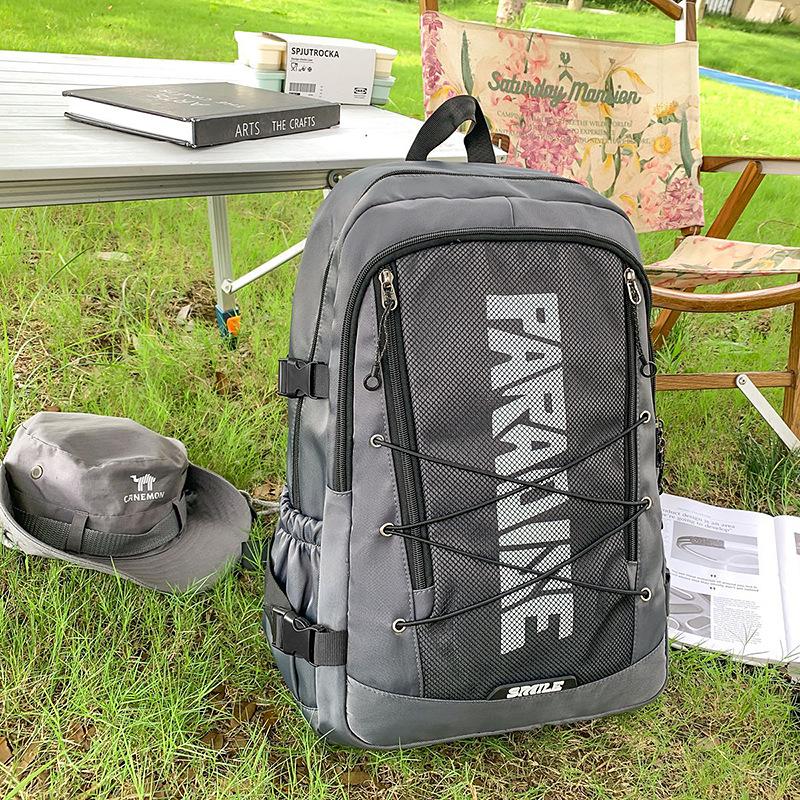 Спортивный рюкзак мужской уличный дорожный сумка женская простая большая вместимость студенческий школьный модный универсальный рюкзак для пары 20-35L серый