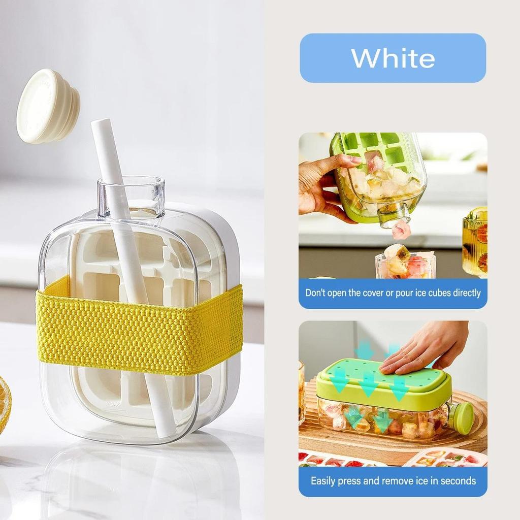 Jednoklikowy Silikonowy Pojemnik na Lód Chłodzący Kubek z Pokrywkami Kubek do Robienia Lodu ze Słomką + Forma do Opasek Kablowych Kubek na Jedzenie ze Słomką Czajnik na Napoje Łatwe Wyjmowanie Kostek Lodu