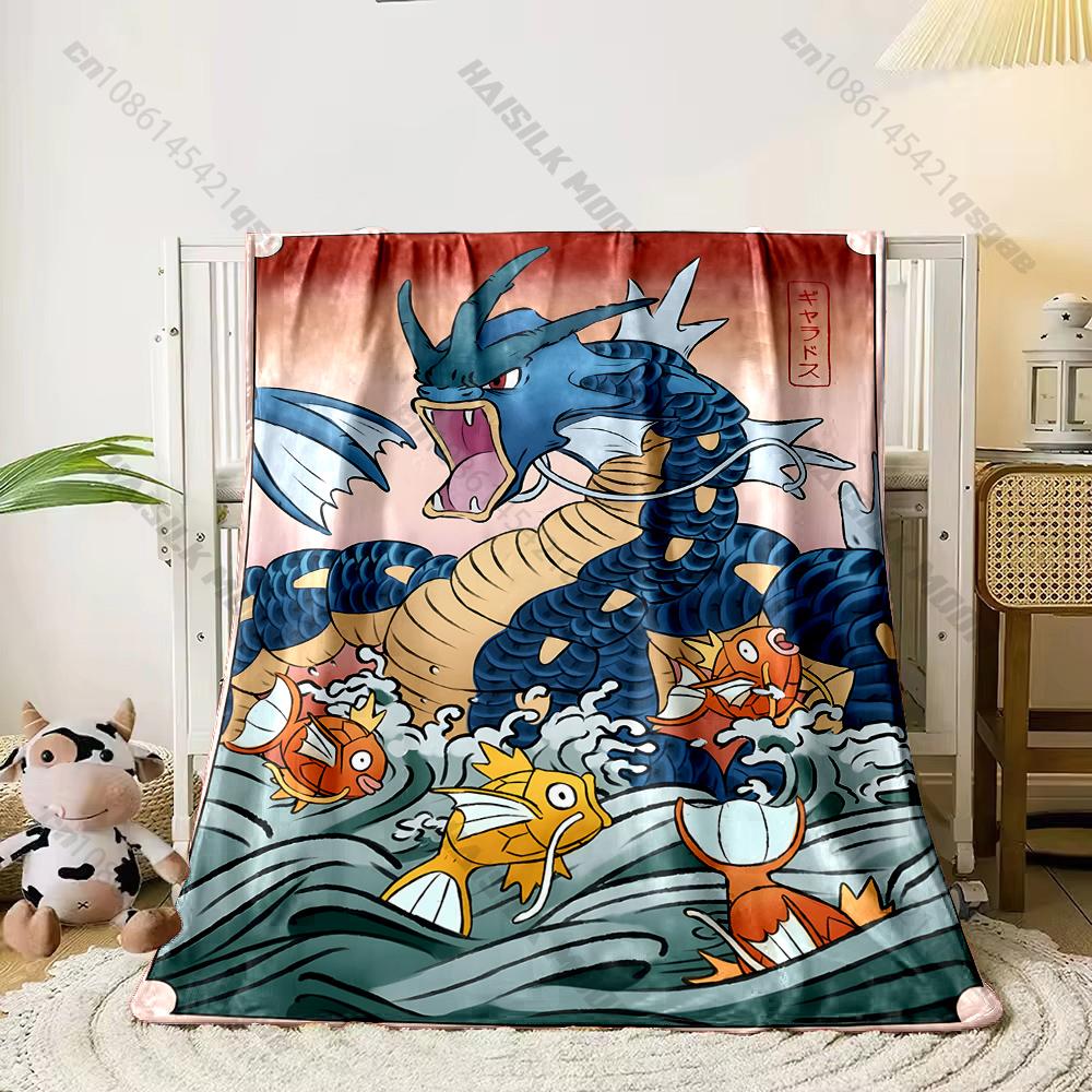 Best Seller! Classic Japanese Anime Pokemon Card Retro Charizard Print Blanket Home Travel Blanket Sofa Bedding Cover Blanket
