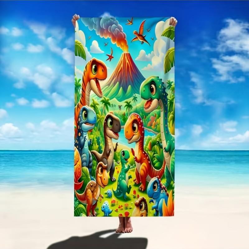 

1pc Small Dinosaur Pattern Beach Towel, Multi-Purpose for Outdoor Beaches, Swimming Pools, Bathrooms and Camping Trips W30*H60(CM)