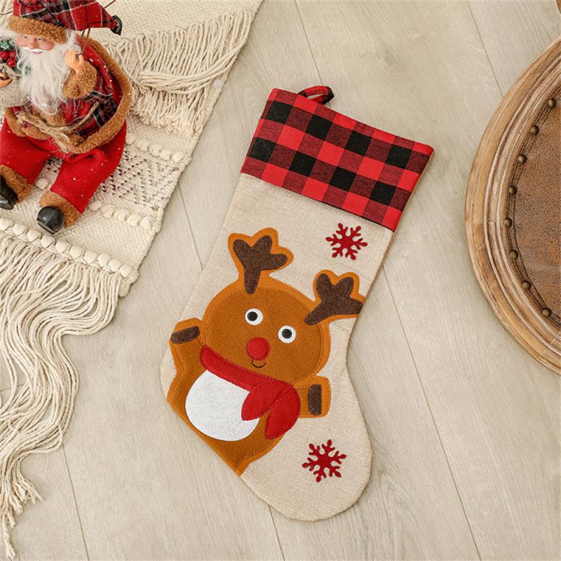 New Year Christmas Stocking Snowman Santa Elk Xmas Tree Fireplace Ornaments Gift Candy Bag Home Navidad Sock Christmas Decor
