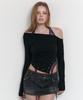Peullijeunopallou Remy Unbal Shirring Long Sleeve Top (Black)