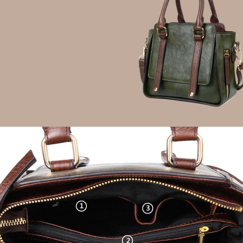 Vintage head layer cowhide handbag texture brown ladies crossbody bag urban simple single shoulder bag fashion