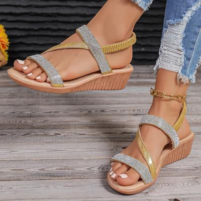 Dámska obuv 2024 Vysoká kvalita Plus Size Dámske sandále Módne Krištáľové Ležérne sandále Dámske Horúci predaj Peep Toe Klinové sandále