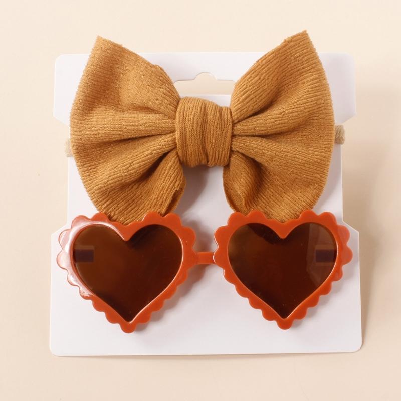 Baby Girls Headband Sunglasses Decor Kit Children Kids Supplies Seaside Beach- Accessories Bows Hair Band & Sunglasses