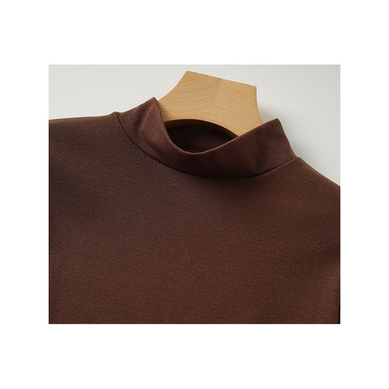 Anti-Static Pure Cotton Large Size Half-High Collar Base Shirt for Women in Autumn and Winter, New Slim-Fit T-Shirt for Layering
