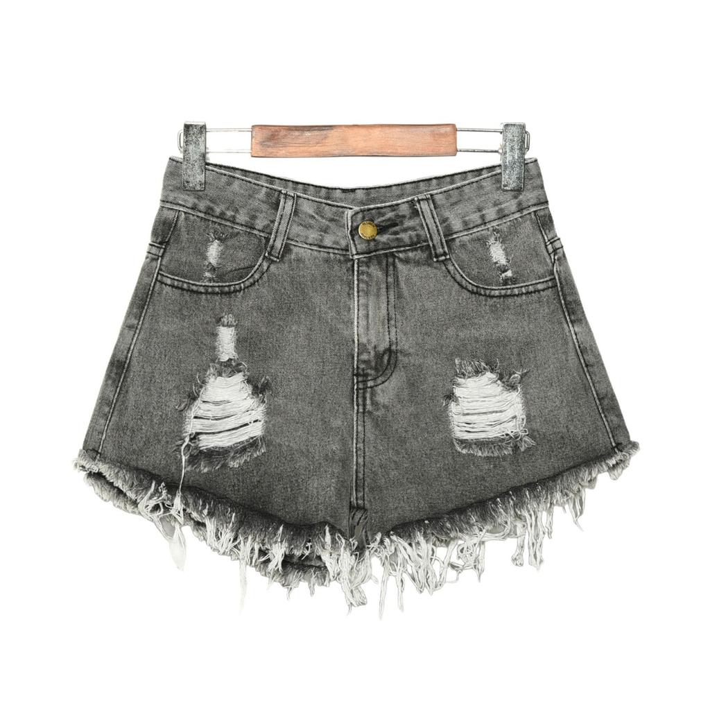 Women's Jeans American Retro Washed and Worn-out Denim Shorts with Plus-size Personalized Frayed and Ripped Details Sexy Hot-girl Style Women's Jeans