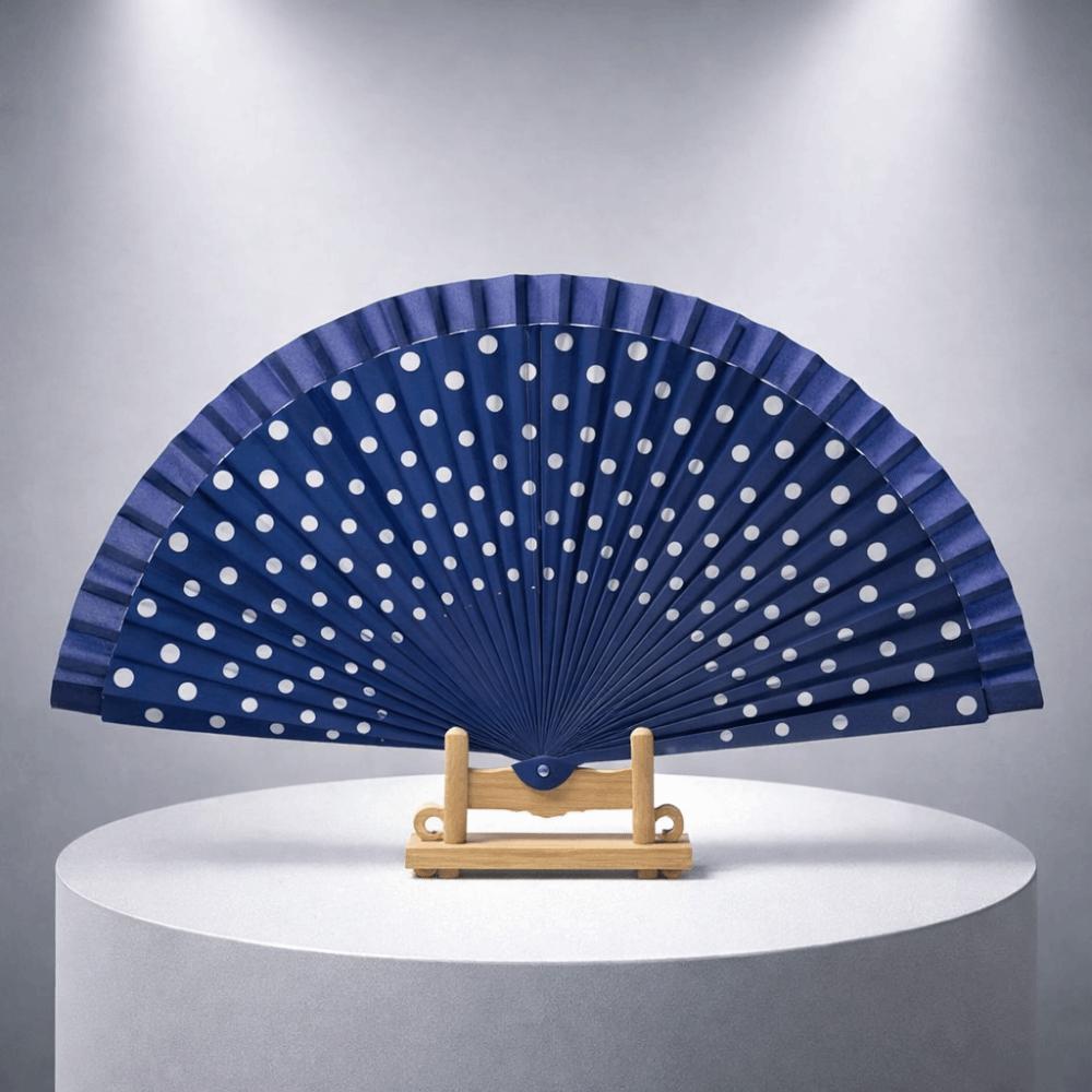 Portable Dots Pattern Flamenco Spanish Folding Fan Vintage Wood Handle Dancing Fan Colorful Hand Fan Summer