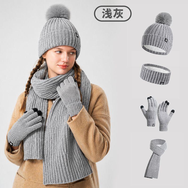 Women's Winter Knit Hat Scarf Gloves 3-Piece Set Thick Warm Knitted Beanie Set Soft Cozy Multiple Colors