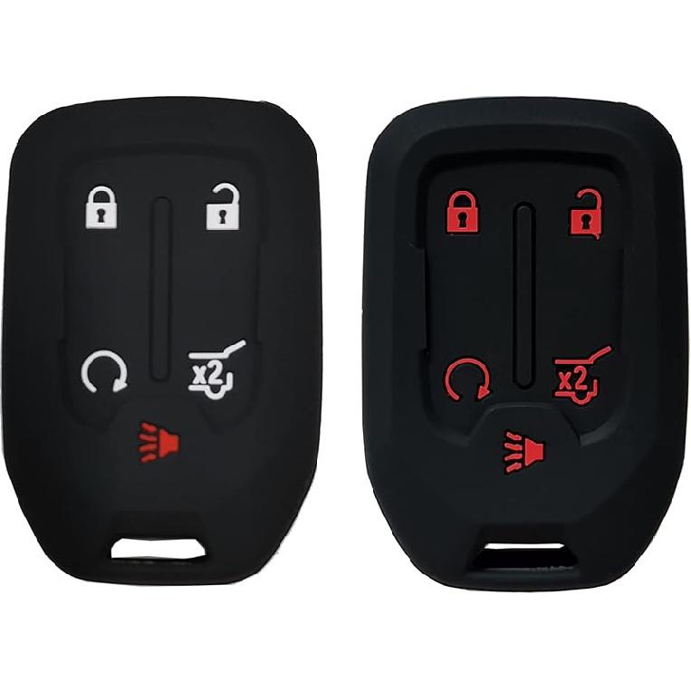 2 Pcs Smart Key Fob Cover Case Protector Fit for GMC Acadia Terrain Yukon Chevrolet Suburban Tahoe Keyless Entry Remote Fob Skin Jacket Holder Key