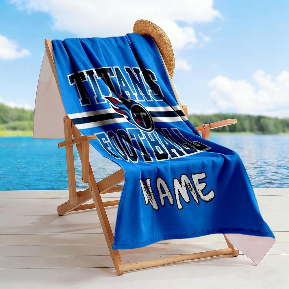 Titans Football Jersey Customizable Name Beach Towel Soft Durable Quick-Dry Suitable for Swimming Gym Camping Yoga Vacation