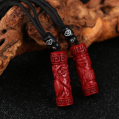 Luxury Red Cinnabar Chinese Zodiac Pendant Heart Sutra Necklace Real Natural Jewelry Women Accessories Energy Gifts