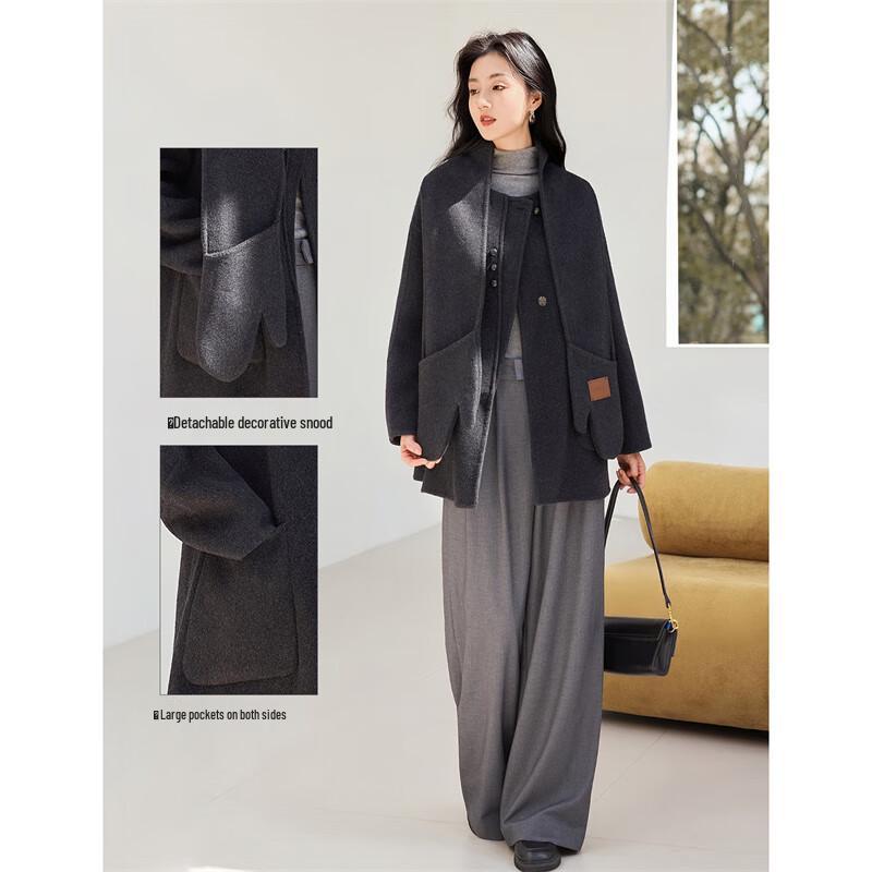 Xinfeyu Women's Oversized Double-Faced Wool Coat