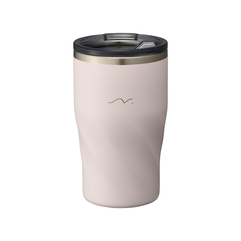 Doshisha 's "Nigoro" Tumbler, 360ml, Vacuum Insulated, Keeps Hot or Cold, with Lid, Stainless Steel, Light Pink, KIND