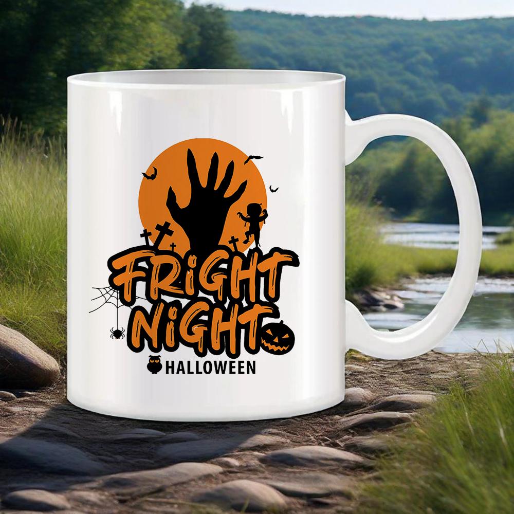 Happy Halloween Ceramic Mug Black Bat Water Cup Witch Spooky Coffee Mug Trick or Treat Party Mugs Original Coffee Cups Drinkware