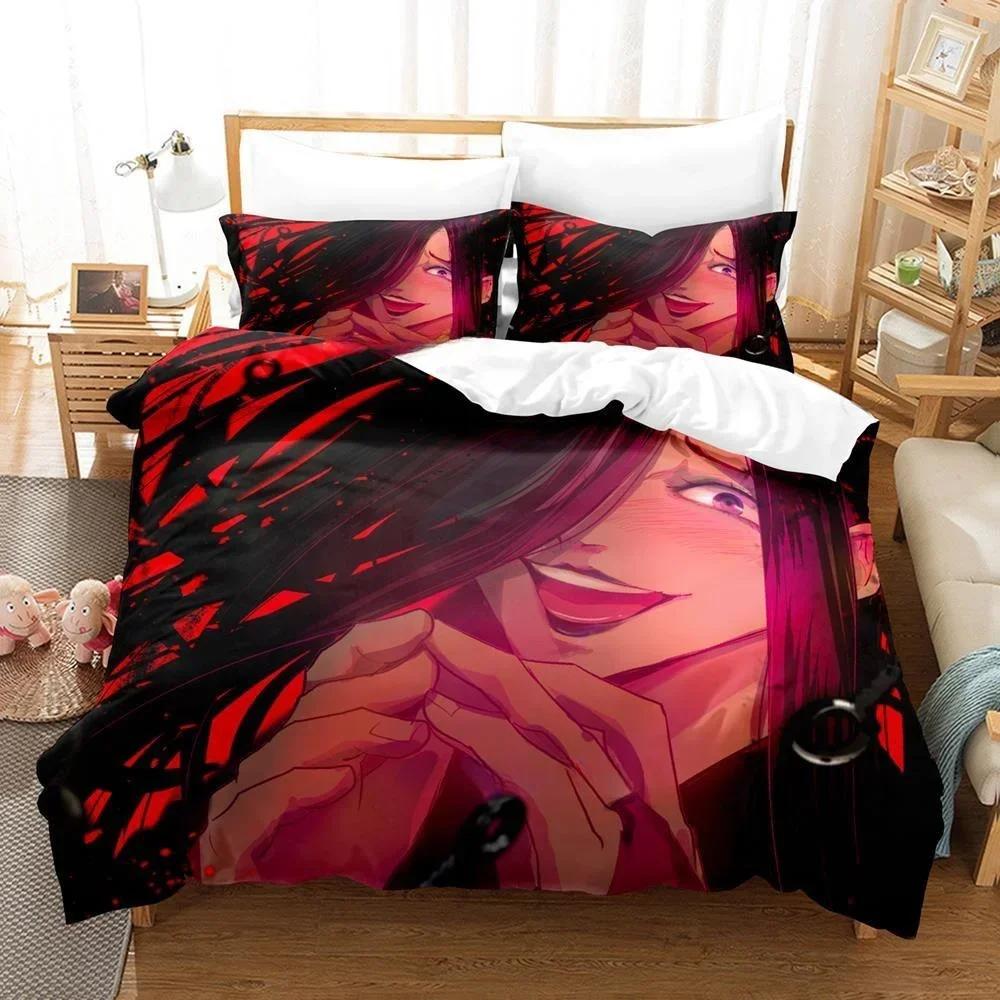 Fashion Anime Hell's Paradise: Jigokuraku Bedding Set Cartoon Three-piece Set Adult Kid Bedroom Duvet Cover Sets Home Textiles