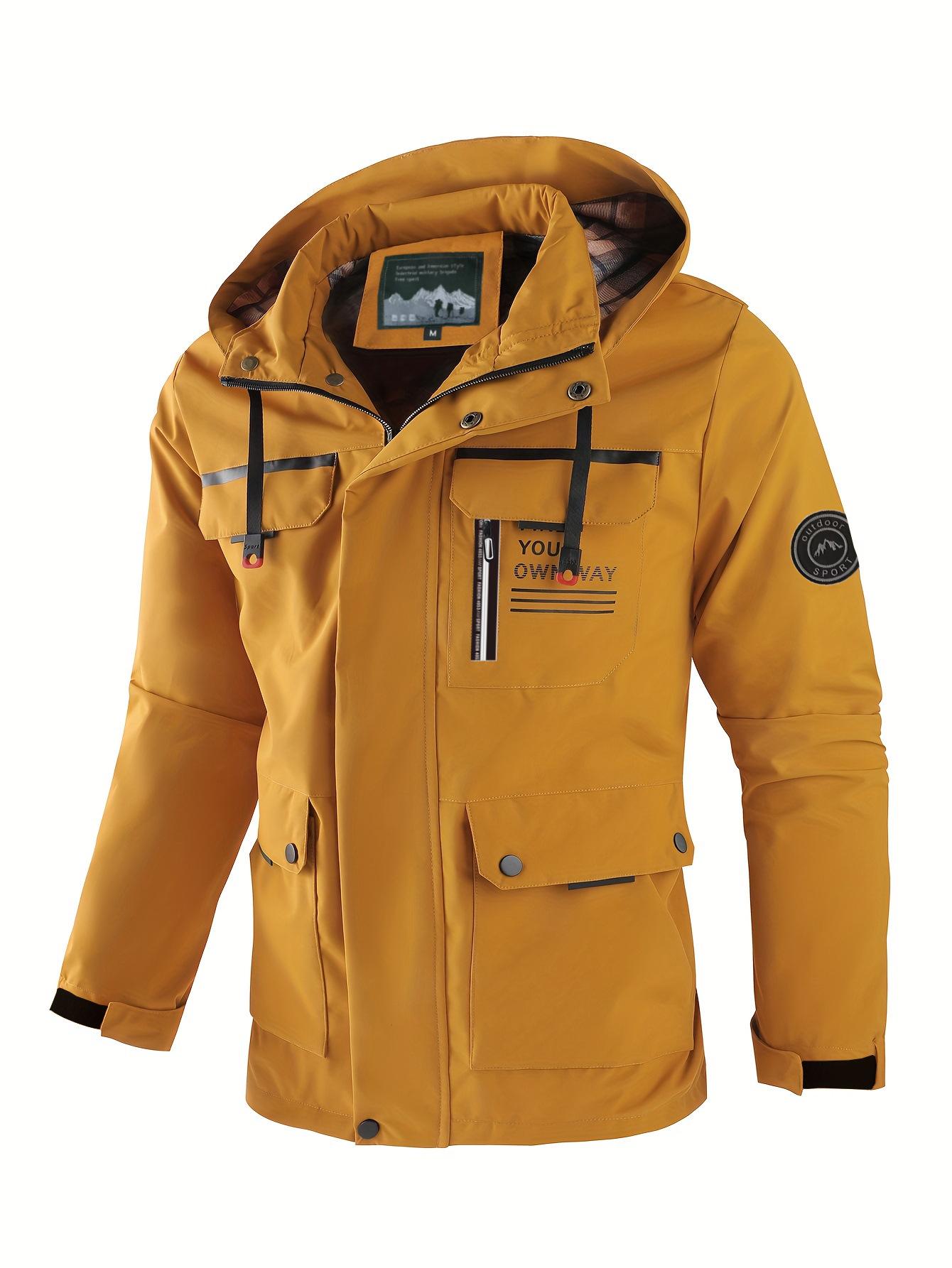 Men s Versatile Waterproof Jacket with Detachable Hood - European Sizes S жёлтый
