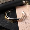 18K Gold Stainless Steel Open Bangle - Women's Geometric C-Shaped Minimalist Bracelet for Commuting