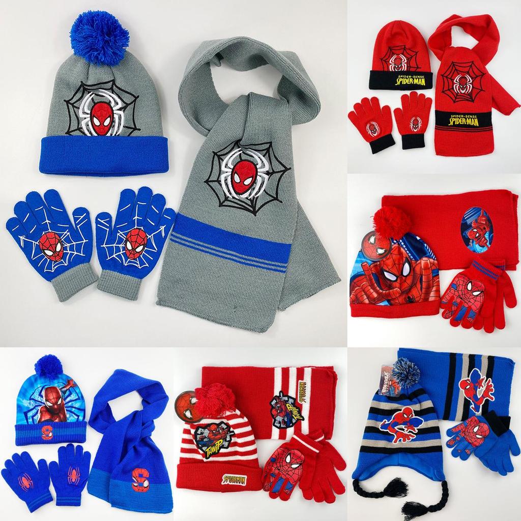Cozy And Colorful Spider Man Knit Hat Scarf And Gloves Set For Boys Autumn Winter Outdoor Fun