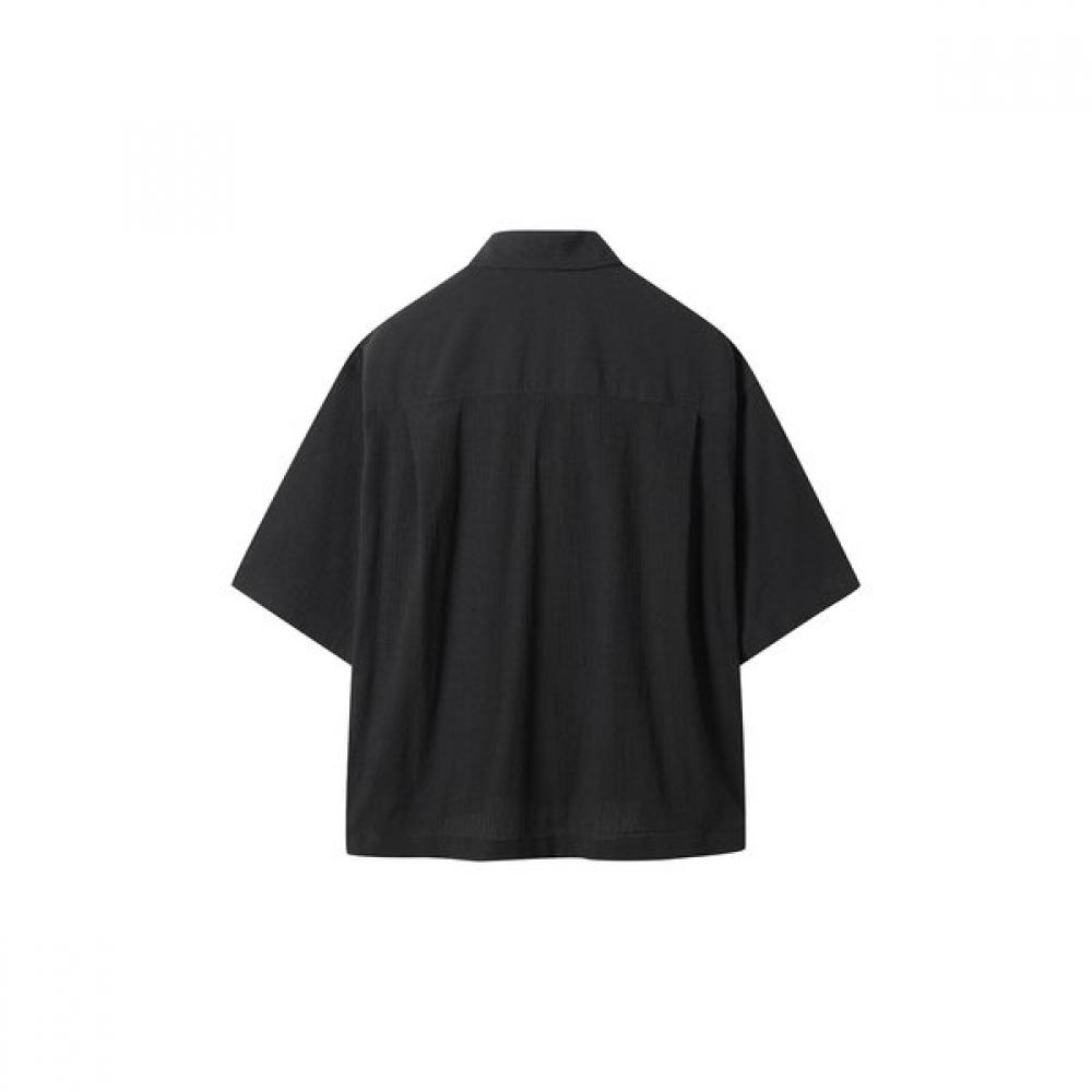 Customellow Oversized Pleats Half Shirt Cwsam25315bkx