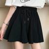 MEXZT 5Xl Summer Shorts Skirts Women Elastic High Waist Casual Wide Leg Shorts Korean A Line Loose Mini Skirt Black Short Pants