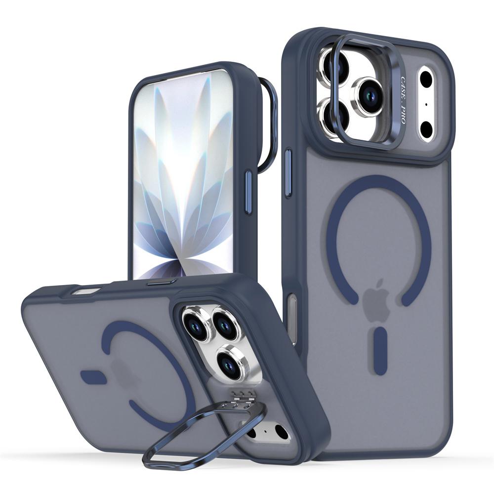 New For Magsafe Magnetic Fold Lens Stand Case For iPhone 17 Air 16 15 14 Plus 13 12 17 Pro Max 16e Matte Clear Protector Cover