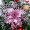 5pcs Christmas Flowers Glitter Fake Flowers Merry Christmas Tree Decorations For Home Gift Xmas Ornament Home Decor Supplies