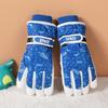 Kids Ski Gloves With Cartoon Space Print Warm Fleece Lined Touchscreen Windproof Winter Mittens Boys Girls