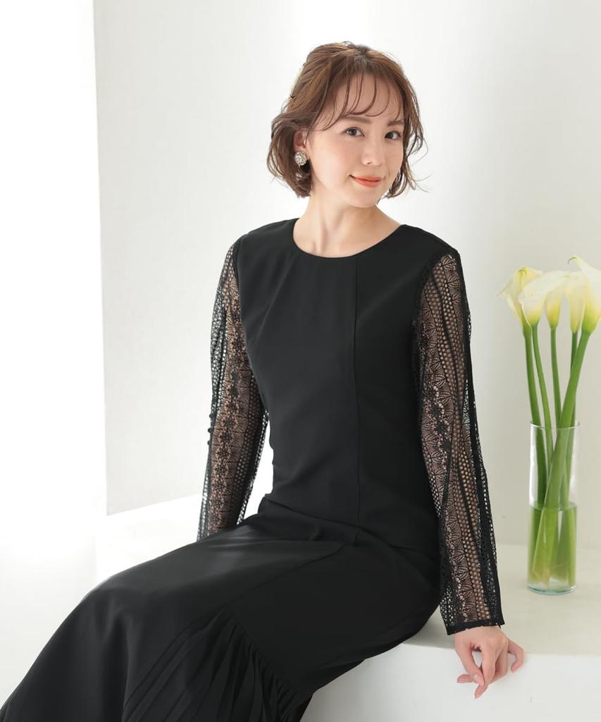 Party Wedding Long Mermaid Party All Year All Seasons 322196 [MORE AUNI] Dress, Women's, Dress, Slit, Sleeves, Hem, Pleats, Dress, After-party, Round,