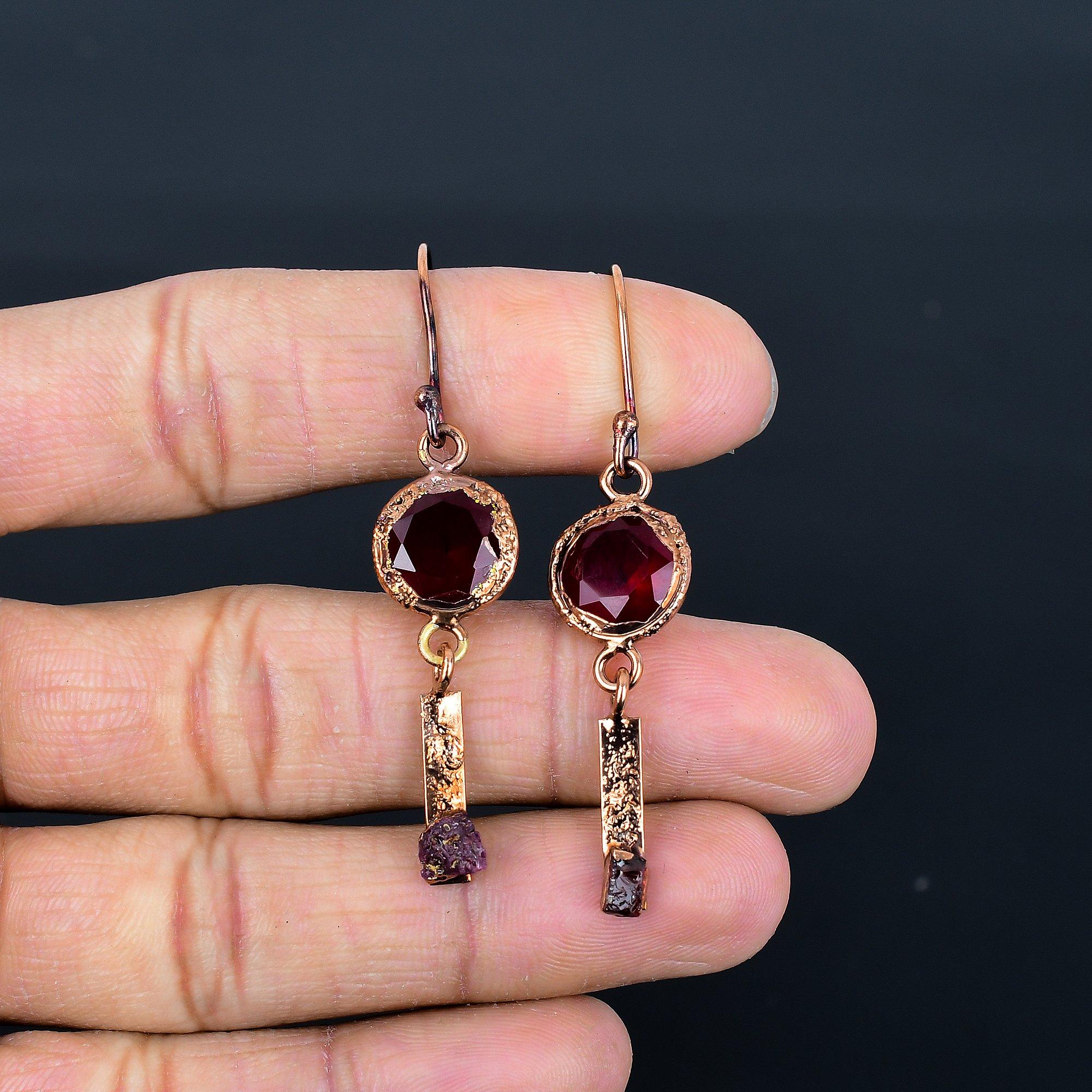 

Рубиновые серьги Ювелирные изделия из драгоценных камней, Медные гальванопластические серьги ручной работы, Ювелирные изделия новейшего дизайна 2.55 Inches