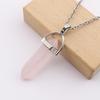 Handmade Amethyst Rose Quartz Hexagonal Pillar Pendant Necklace (N760)