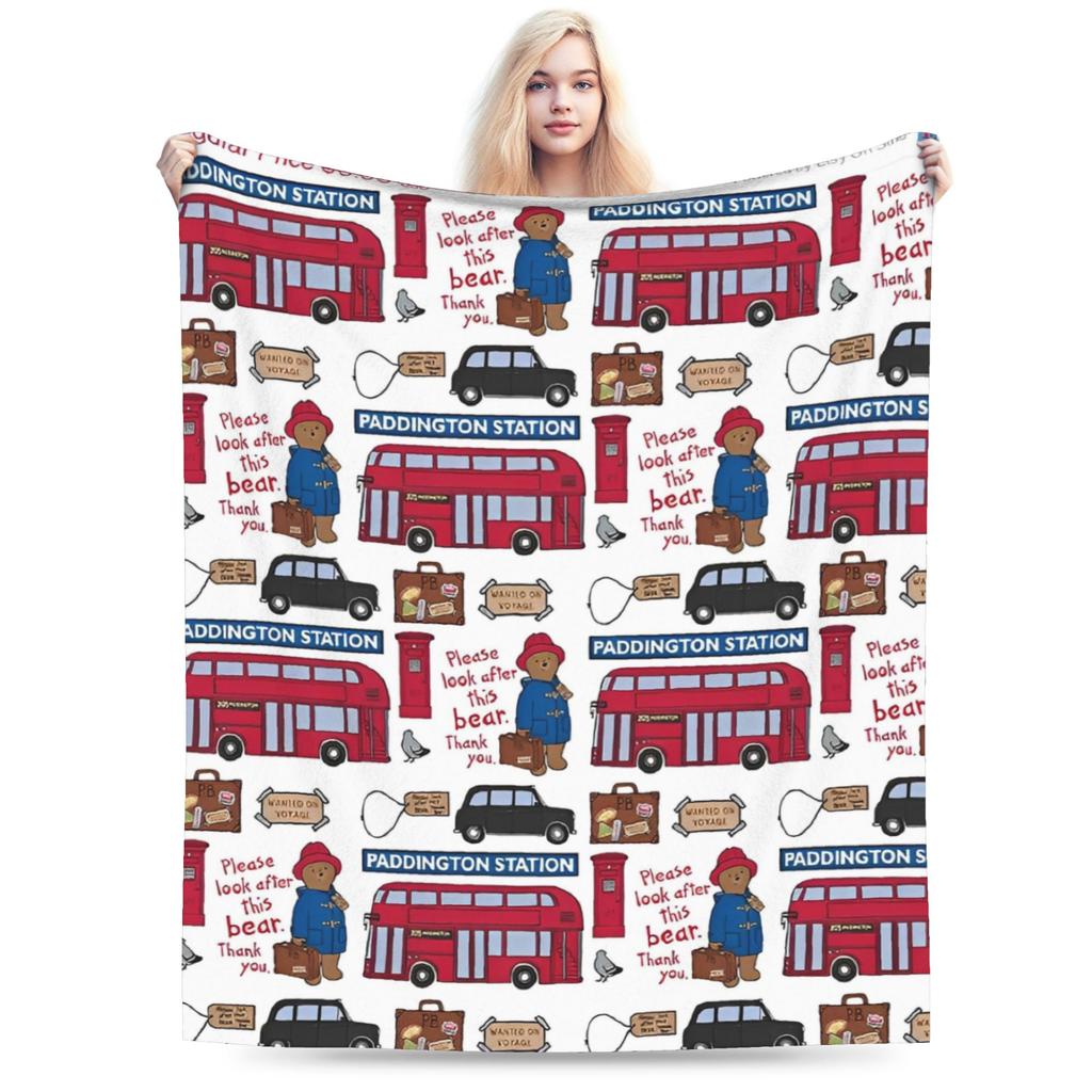 Paddingtones Brown Bear Blankets Lightweight Thin Flannel Comfortable Present Throw Blanket Rug Piece