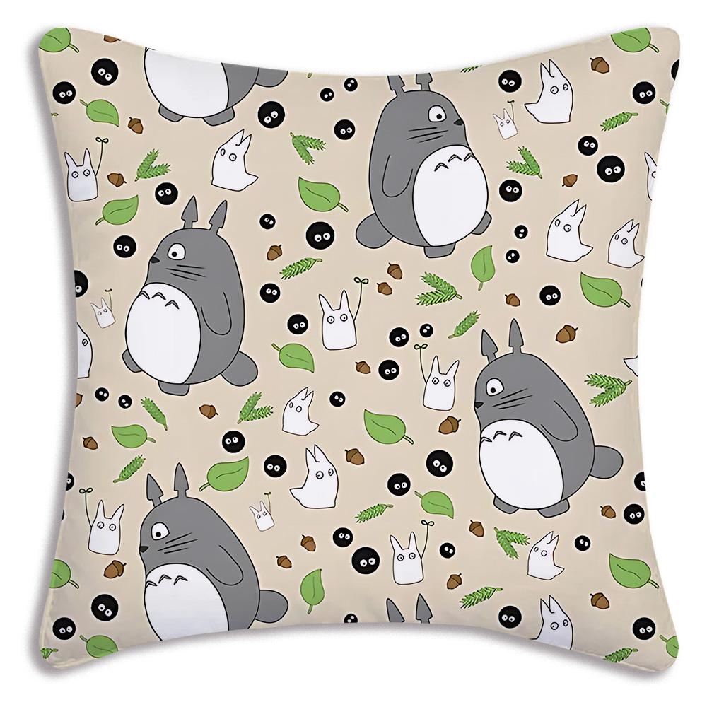 Hot Cartoon Cute Pillow Covers Cartoon Sofa Decorative Home Double-Sided Printing Short-T-Totoros Plush Cute Cushion Cover