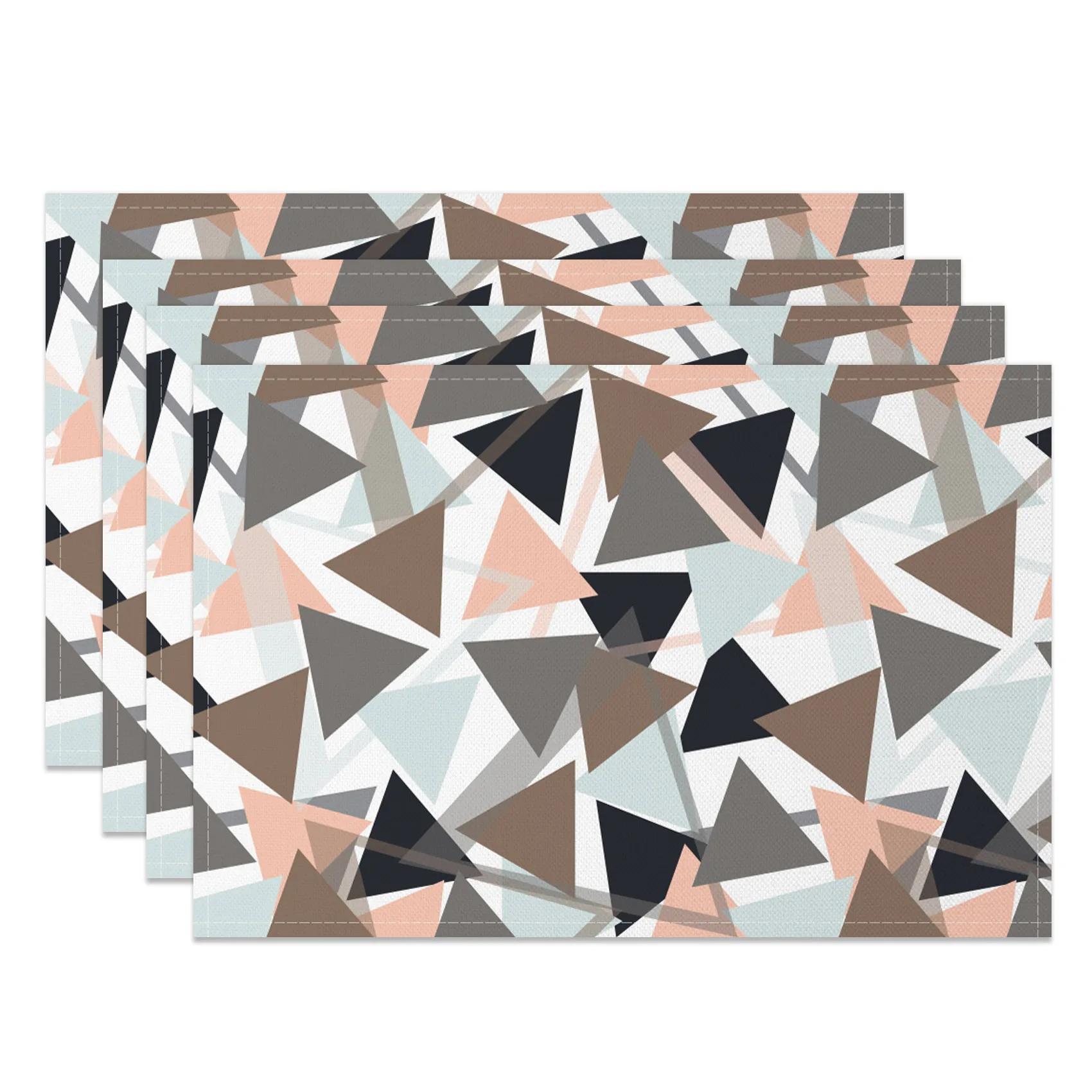 

Black White Geometric Printed Kitchen Placemat Dining Table Mat Heat Resistant 4pc Linen Table Pads Tableware Home Decoration 4pc 30x45cm