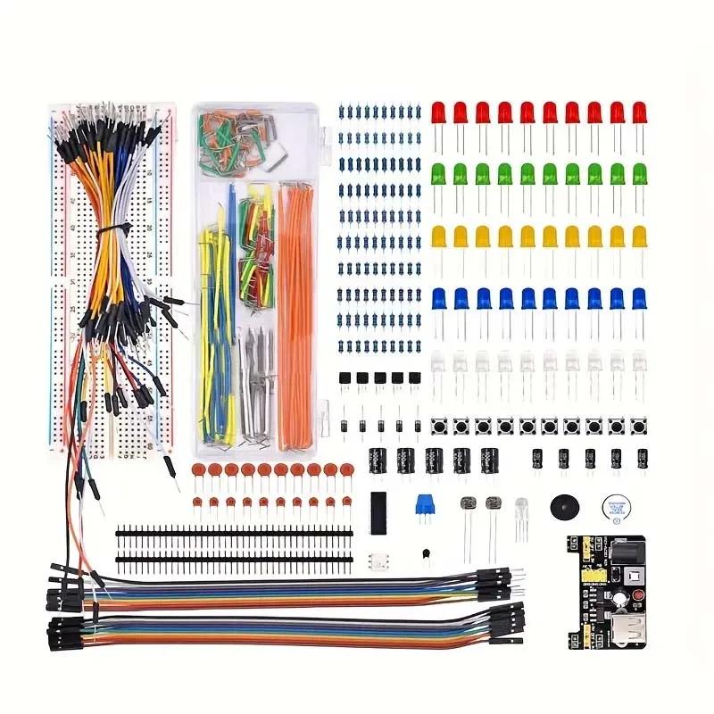 830 szt./pudełko DIY Project Starter Kit dla Arduino UNO R3 Zestaw elektroniczny DIY Zestaw elementów elektronicznych z punktami mocowania Płytka stykowa