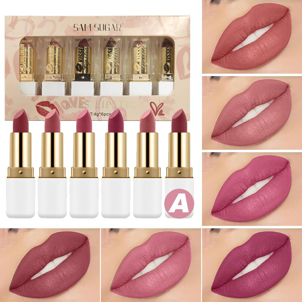 Long Wearing Pearlescent Lipstick Set Waterproof Lip Gloss High Shine Moisturizing Non Stick Cup Matte Balm