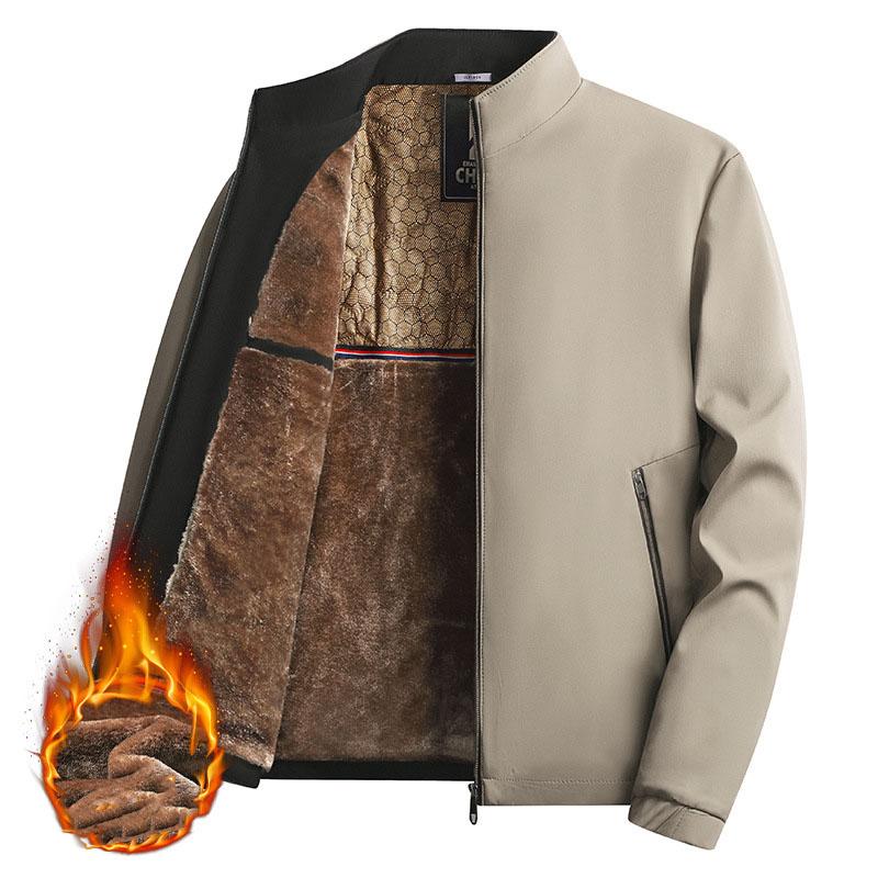 

Зимняя мода тренд ветрозащитная куртка мужская повседневная расслабленная комфорт плюс флис утолщенное теплое пальто L хаки