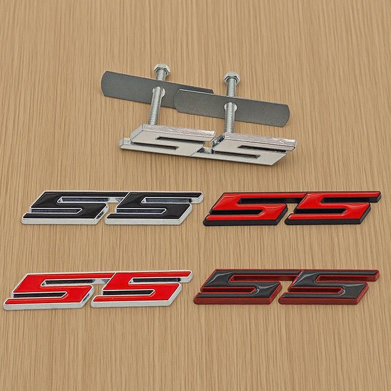 Swpzb8 3D Metal Letters SS Logo Car Rear Trunk Sticker Front Grille Badge Emblem for SS Sport Camaro Cavalier Accessories