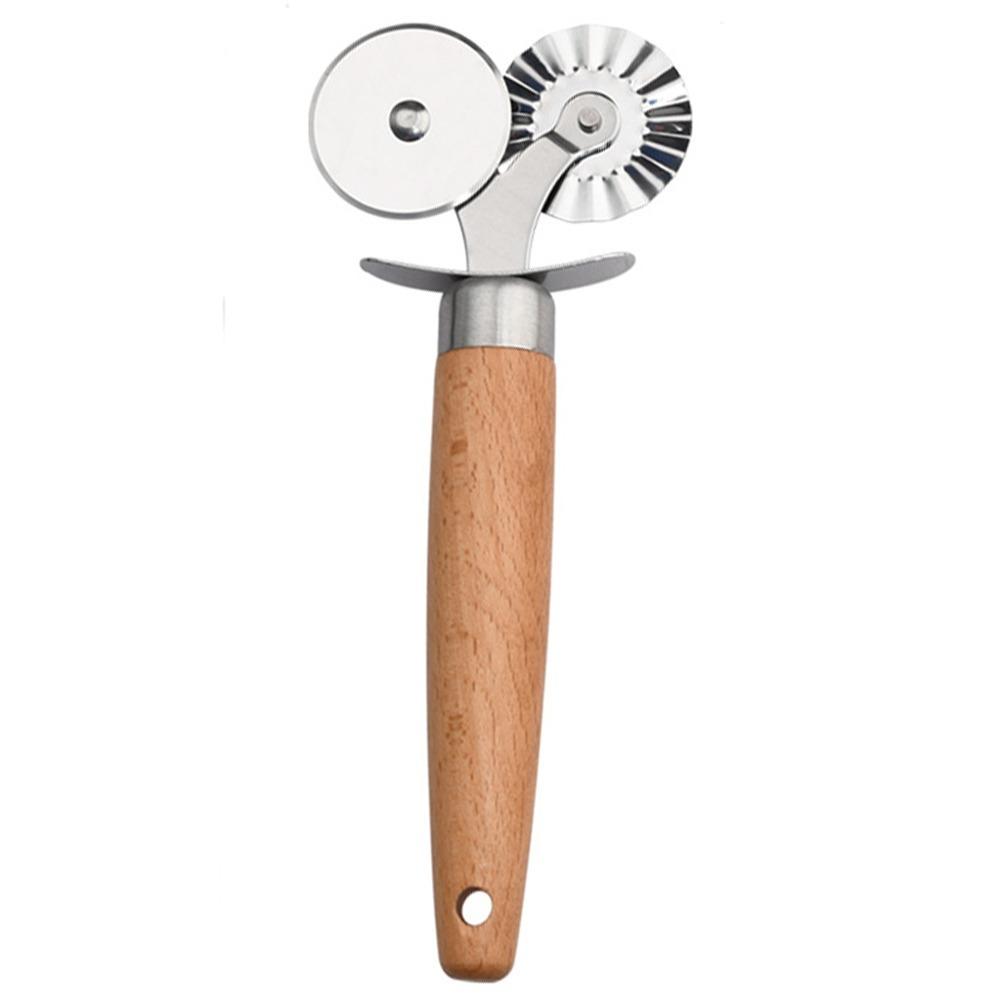 

Подвійний роликовий кондитерський різак з нержавіючої сталі. Колесо для різання макаронів. Колесо для різання равіолі. срібний