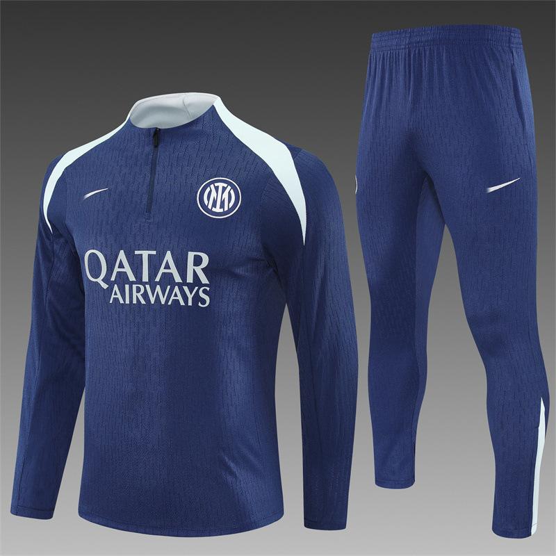 Maglia a maniche corte Juventus Adulti Bambini Pre-partita Sportiva Autunno Inverno Mezza zip Maglia da allenamento Set maglia da calcio Inter
