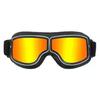 Vintage Pilot Motorcycle Goggles UV400 Windproof Scratch Resistant PC Lens with Leather Trim for Open Face Helmet
