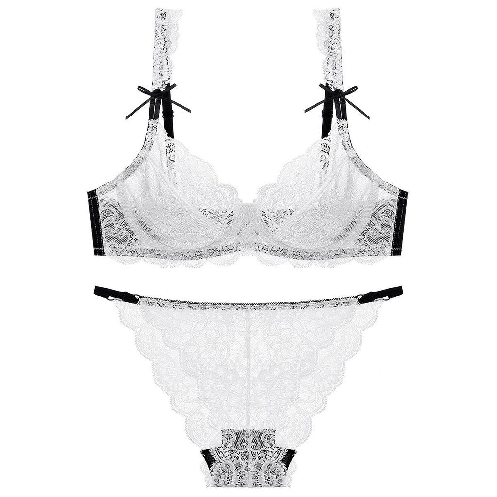 Francouzský styl průhledná krajková souprava podprsenky: Minimalizuje vzhled velkých prsou, Proti povislým prsům, Sexy spodní prádlo pro ženy