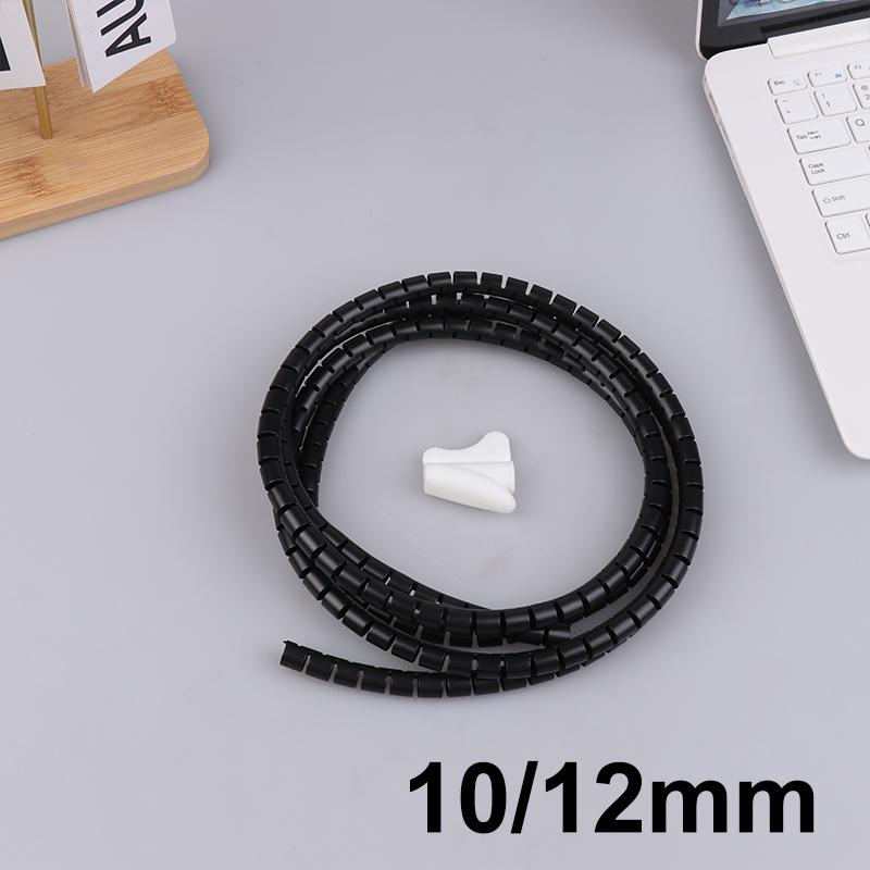 2m Cable Organizer Flexible Spiral Cable Wire Protector Computer Cord Protective Tube Clip Organizer Management Tools 16/10mm