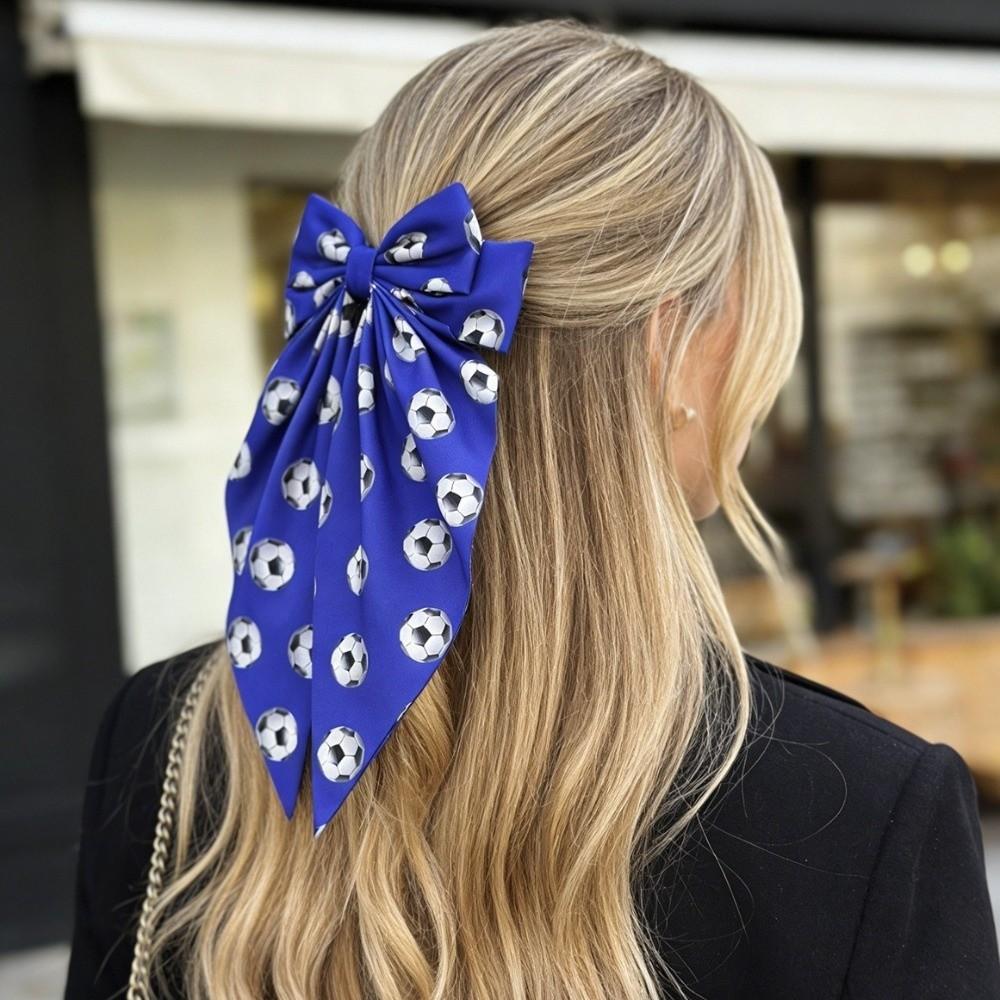 Fashion Fabric Ribbon Hair Rope Colorful Hairpin Gift Football Pattern Bow Hair Clip Daily