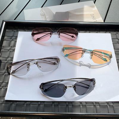 Spice Girls Randlose Sonnenbrille mit Zierrand Hochwertige personalisierte Metallbrille Star-Sonnenbrille Damenmode