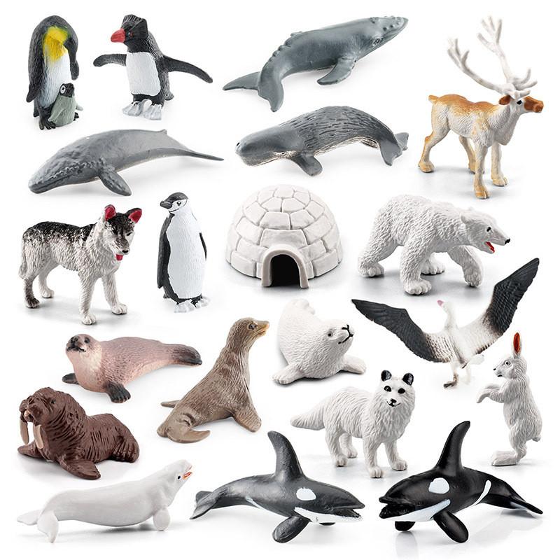 Animal Arctic Polar Bear Penguin Reindeer Whale Miniatures Pvc Model For Kids