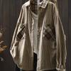 Johnature Women Vintage Plaid Shirts Patchwork Color Turn-down Collar Long Sleeve Button Pockets Blouses  Autumn Shirts